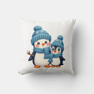 Christmas Merry Christmas For Gift Penguin Snowman Throw Pillow