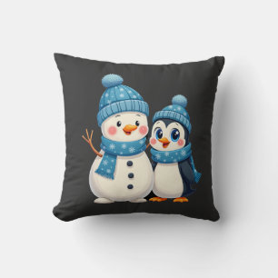 Christmas Merry Christmas For Gift Penguin Snowman Throw Pillow