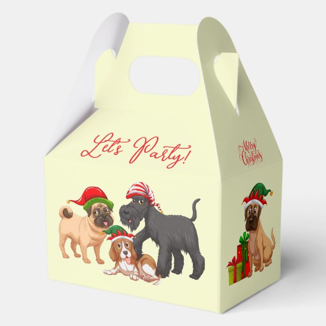 Christmas Merry Christmas Let's Party Dogs Gift Favor Box (Front)