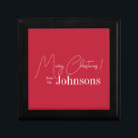 Christmas Merry Christmas Modern Red  Gift Box<br><div class="desc">This is a modern, Merry Christmas design. It is in festive red and white and has the message, "Merry Christmas! from the Johnsons". Ideal for your Christmas gift giving, and ideal for your celebration party keepsakes or favours this festive season. To personalize, simply add your name in the personalize this...</div>