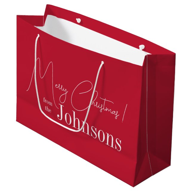 Christmas Merry Christmas Modern Red  Large Gift Bag (Front Angled)