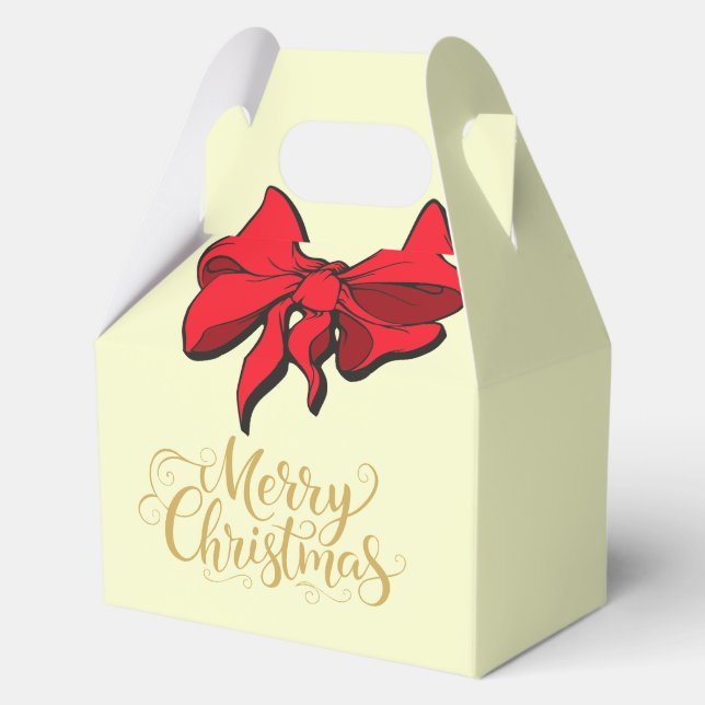 Christmas Merry Christmas Red Bow Gift  Favor Box (Front)
