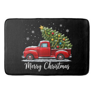 Christmas Merry Christmas Red Truck Tree Men Women Bath Mat