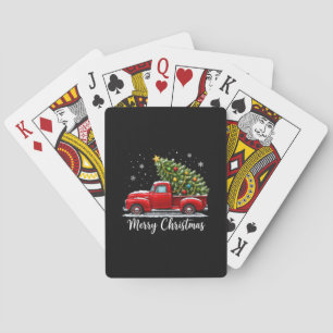 Christmas Merry Christmas Red Truck Tree Men Women Playing Cards