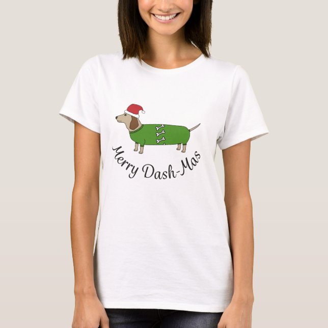 Christmas Merry Dachshund Sausage Dogs T-Shirt (Front)