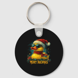 Christmas Merry Duckmas Funny Quackmas Pajama Duck Keychain