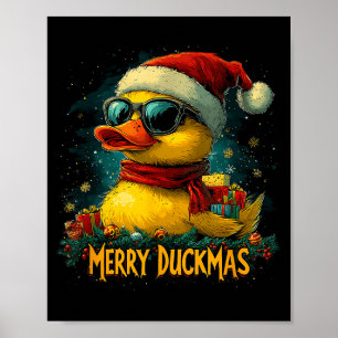 Christmas Merry Duckmas Funny Quackmas Pajama Duck Poster