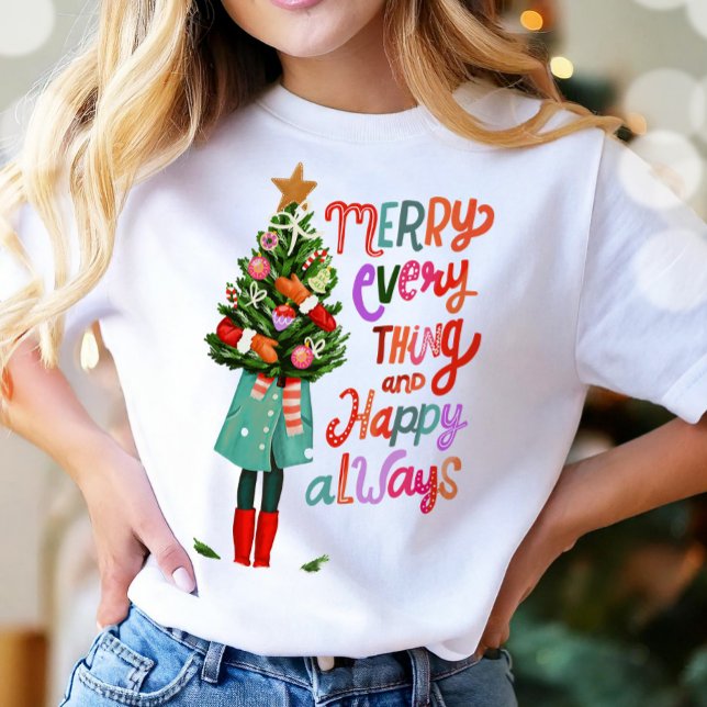 Christmas Merry Everything Happy Always Modern  T-Shirt (Creator Uploaded)