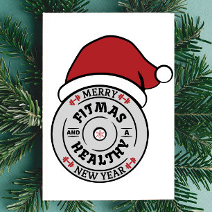 Christmas Merry Fitmas and Healty New Year Card