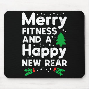 Christmas Merry Fitness Happy New Rear Xmas Workou Mouse Pad