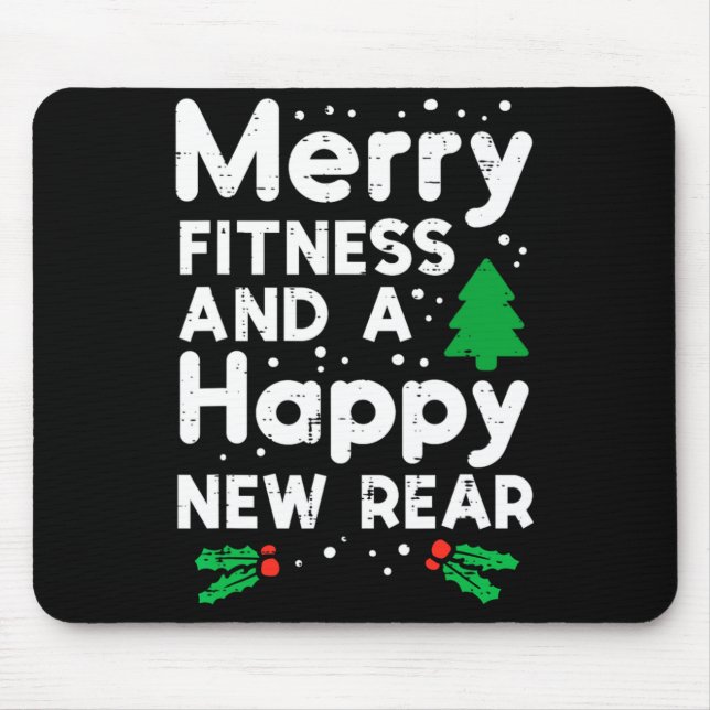 Christmas Merry Fitness Happy New Rear Xmas Workou Mouse Pad (Front)