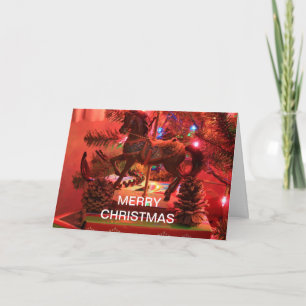 CHRISTMAS MERRY GO ROUND HORSE CHRISTMAS CARD