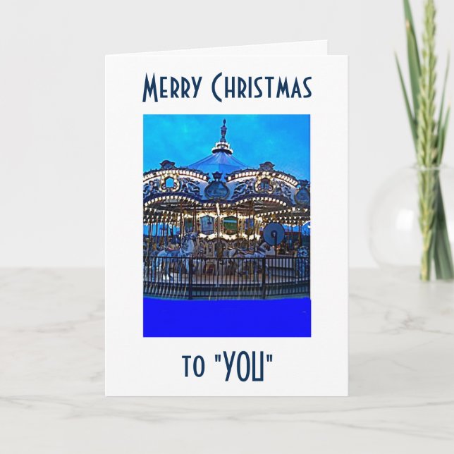 CHRISTMAS "MERRY-GO-ROUND" MERRY CHRISTMAS HOLIDAY CARD (Front)