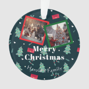 Christmas Merry Greenery Photo Elegant Ornament
