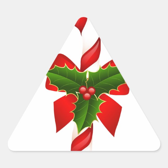 Christmas Merry Holiday Tree Ornaments celebration Triangle Sticker (Front)