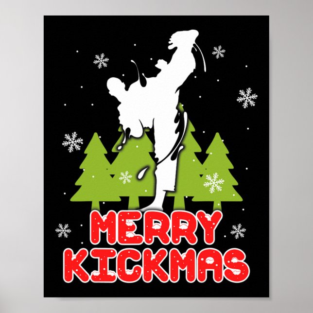 Christmas Merry Kickmas Funny Christmas Tree Kickb Poster (Front)