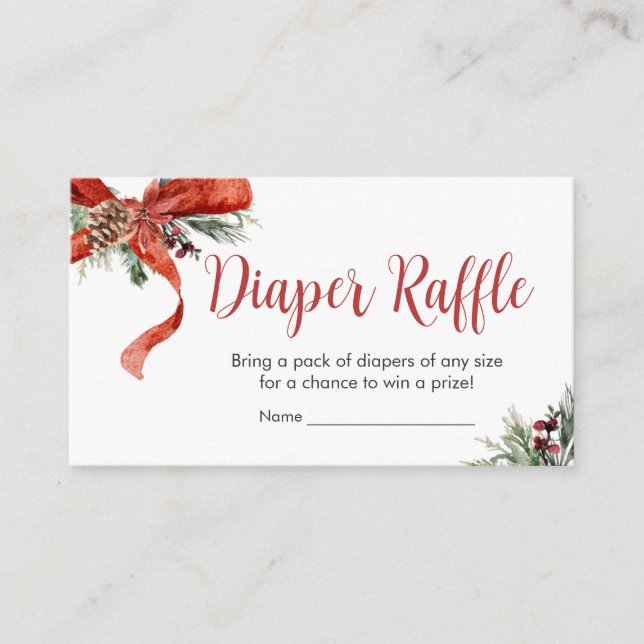 Christmas Merry Little Baby Shower Diaper Raffle Enclosure Card (Front)