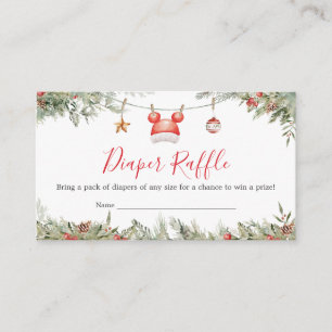 Christmas Merry Little Baby Shower Diaper Raffle Enclosure Card