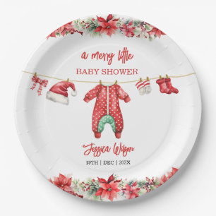 Christmas Merry Little Baby Shower Gender Neutral Paper Plate