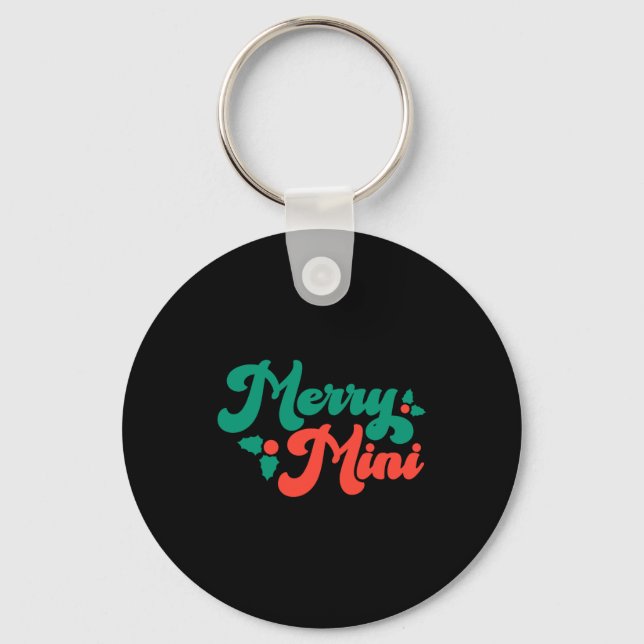 Christmas Merry Mini Cute Modern Tygraphy Script B Keychain (Front)
