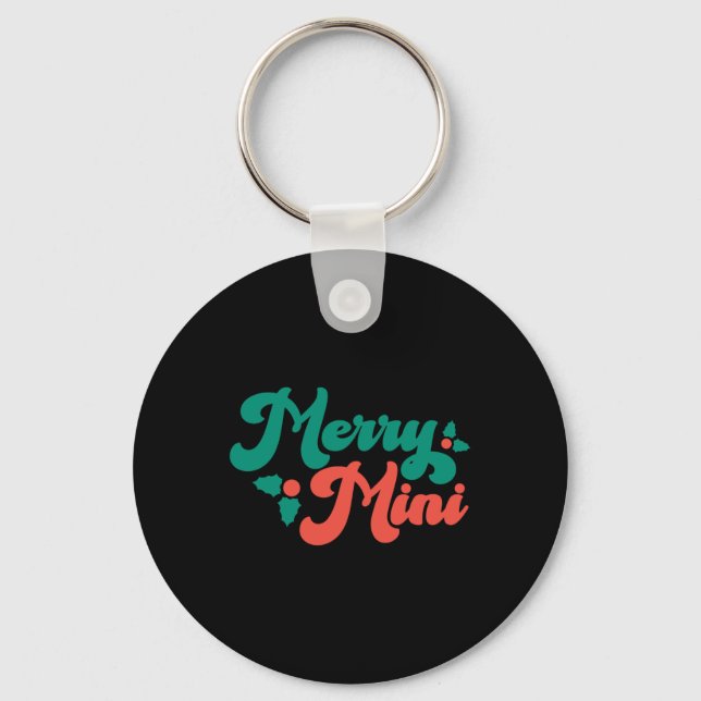 Christmas Merry Mini Cute Modern Tygraphy Script B Keychain (Front)