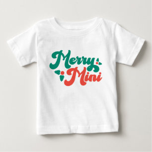 Christmas Merry Mini Cute Modern Typography Script Baby T-Shirt