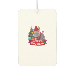 Christmas Merry Moo Deng Cute Baby Hippo Bouncy Xm Air Freshener