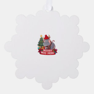 Christmas Merry Moo Deng Cute Baby Hippo Bouncy Xm Ornament Card