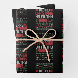 Christmas Merry Xmas Ya Filthy Animal Meme Ugly  Wrapping Paper Sheet