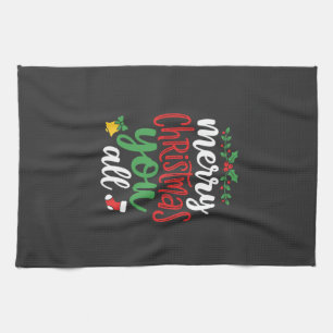 Christmas Merry You All Holiday Typography Kitchen Towel