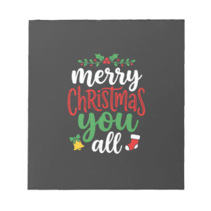 Christmas Merry You All Holiday Typography Notepad