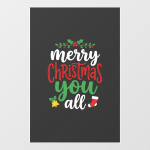 Christmas Merry You All Holiday Typography Window Cling