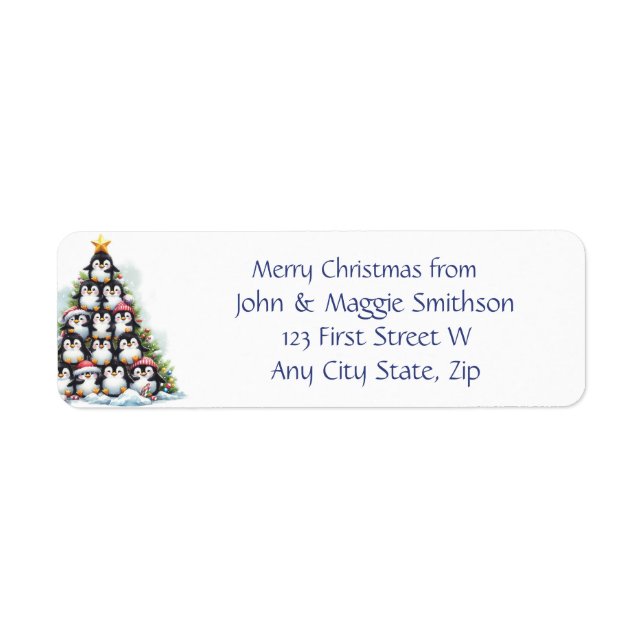 Christmas Message Penguin Christmas Tree Fun (Front)