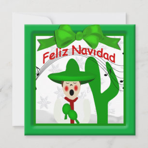 Christmas Mexican Caroler Man Greeting Holiday Card