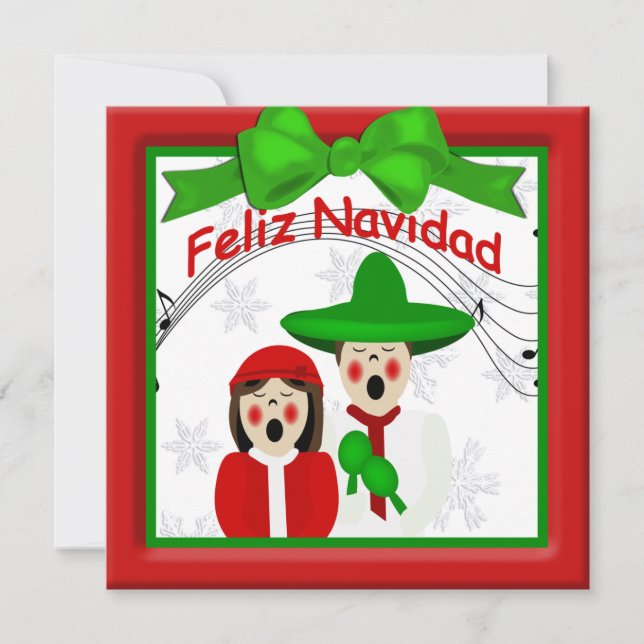 Christmas Mexican Carolers Couple Greeting Holiday Card (Front)
