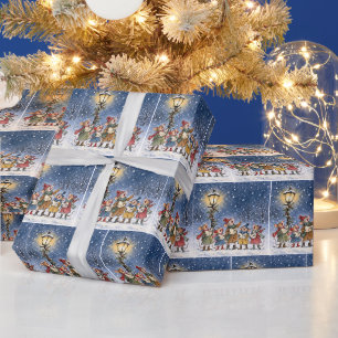 Christmas Mice Caroling In Snowflakes Wrapping Paper