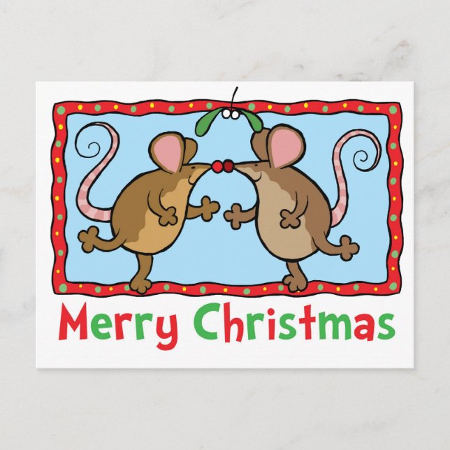 Christmas mice holiday postcard (Front)