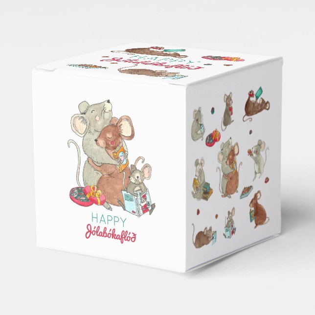 Christmas Mice Jolabokaflod Favor Box (Front Side)
