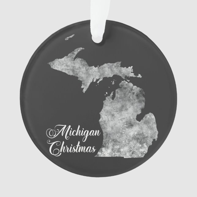 Christmas Michigan State Map Snowflakes Ornament (Front)