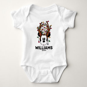 Christmas Mickey Mouse with Antlers & Lights Baby Bodysuit