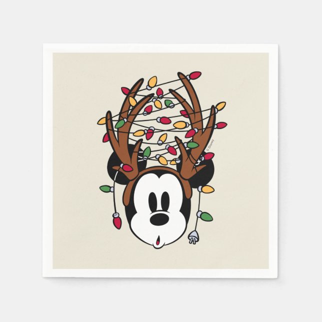 Christmas Mickey Mouse with Antlers Napkin (Front)