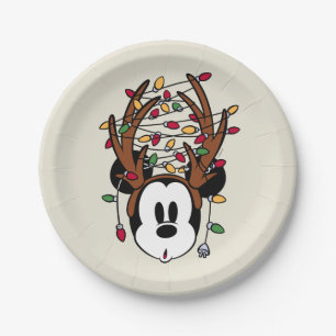 Christmas Mickey Mouse with Antlers Paper Plate