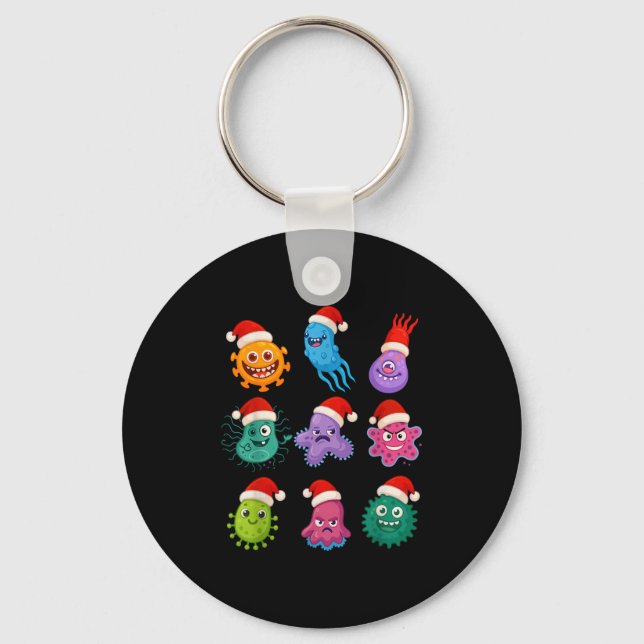Christmas Microbiology Bacteria Santa Science Xmas Keychain (Front)