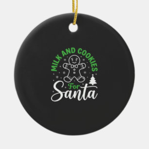 Christmas Milk and Cookies for Santa Ceramic Ornament