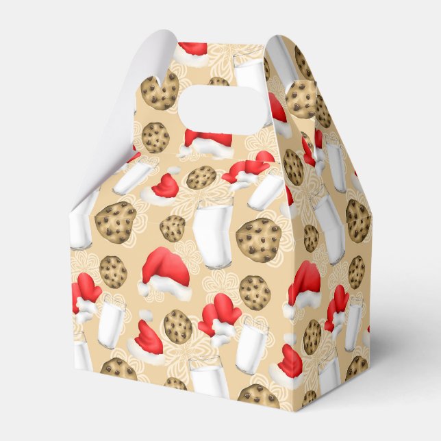 Christmas milk and cookies party tiled pattern  favor box (Front Side)