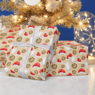 Christmas milk and cookies party tiled pattern wrapping paper