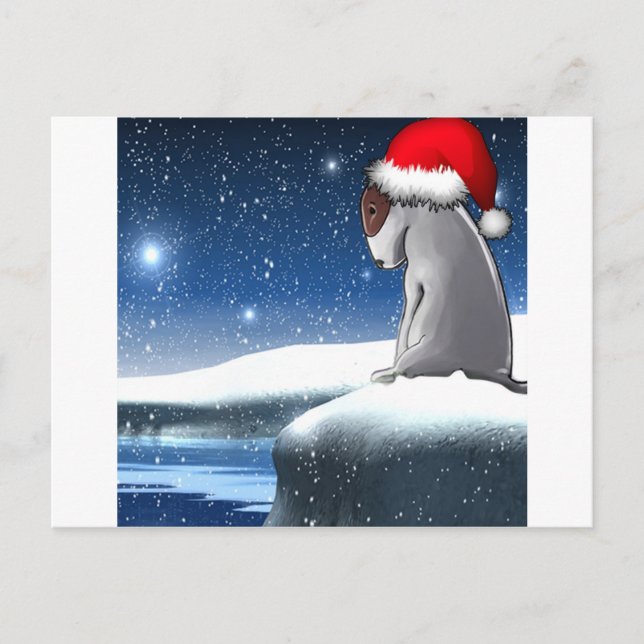 Christmas Milo (The Bull Terrier Puppy) Holiday Postcard (Front)