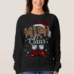 Christmas Mimi Claus Leopard Buffalo Plaid Pajama  Sweatshirt