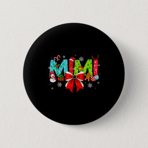 Christmas Mimi Coquette Bow Mimi Christmas  2 Inch Round Button