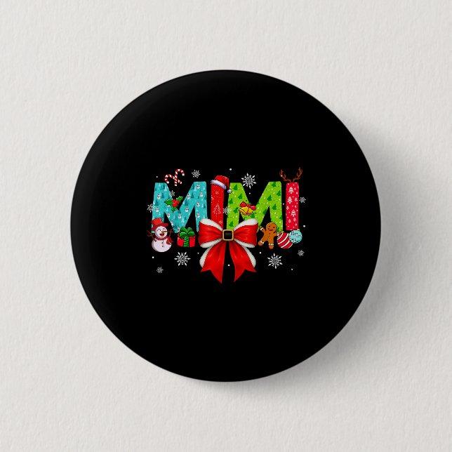 Christmas Mimi Coquette Bow Mimi Christmas  2 Inch Round Button (Front)